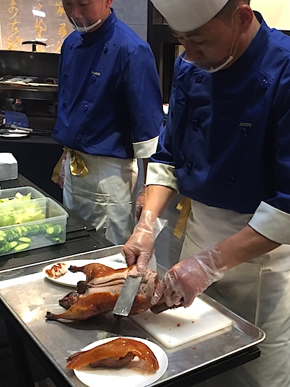 Carving the roast duck