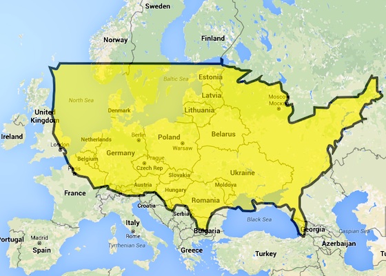 The United States of America, relative to Europe