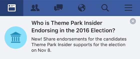 Who is Theme Park Insider endorsing in 2016?