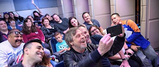 Mark Hamill joins fans for a ride on Disneyland's Star Tours