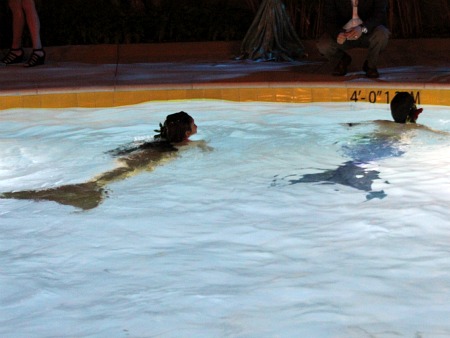 Live mermaids in the pool