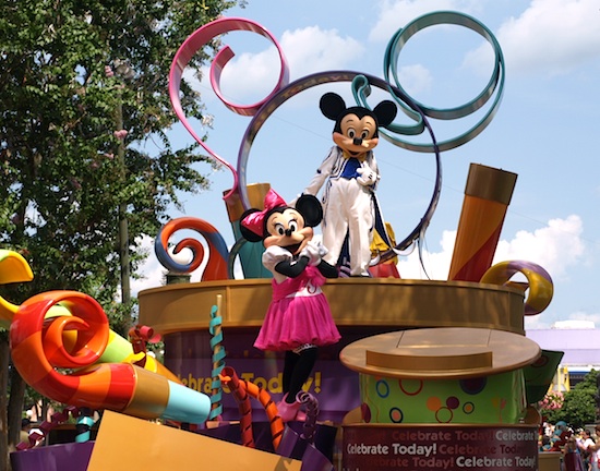 Mickey and Minnie in the Celebrate Parade