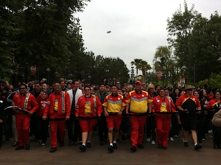 Walking to the opening of Cars Land