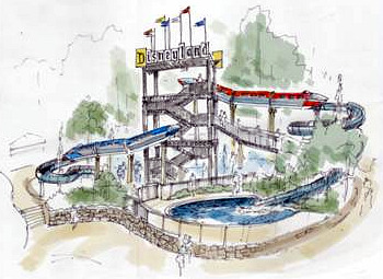 Concept art for Disneyland Hotel water slides