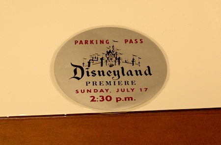 Press parking pass to Disneyland's opening day