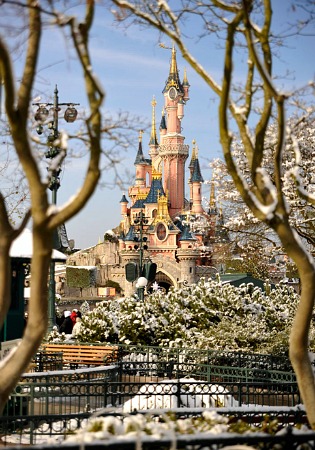 Disneyland Paris in the snow