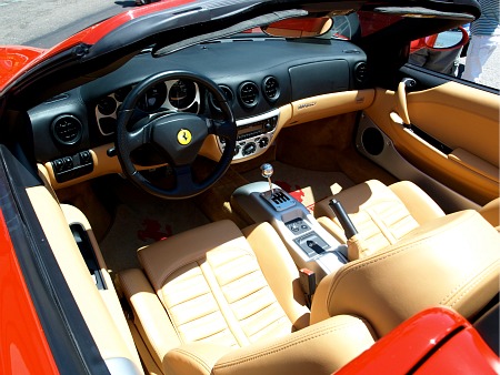 Inside the driver's seat of a Ferrari