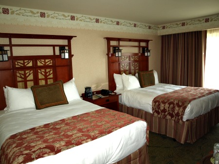 Guest room at the Grand Californian Hotel
