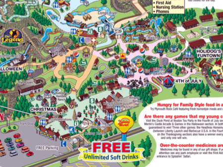 holiday world map. And here's a close=up of Holiday World's official park map (click to see the 