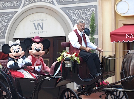 Mickey and Minnie Mouse arrive at Via Napoli