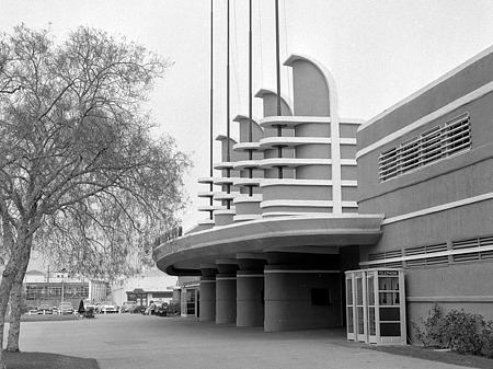 Pan Pacific Auditorium entrance in 1956