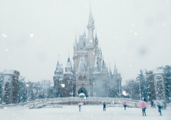 Tokyo Disneyland in the snow