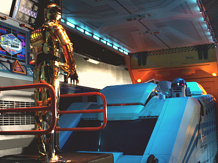 R2D2 and C-3PO in Star Tours at Disneyland