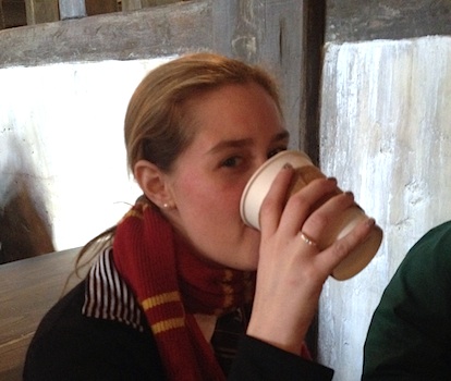 Drinking warm butterbeer