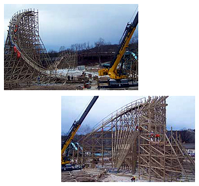 Evel Knievel roller coaster construction photos