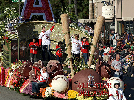 Los Angeles Angels on the City Anaheim's Rose Parade float