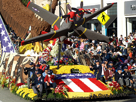 Tuskegee airmen float in the 2010 Rose Parade