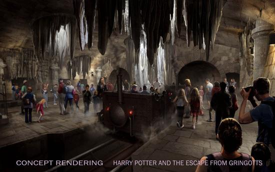 Universal concept art for Harry Potter and the Escape from Gringotts