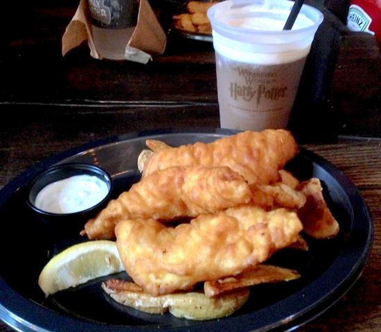 Fish and chips, with Butterbeer