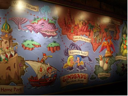A map in the queue showing Sindbad's voyages