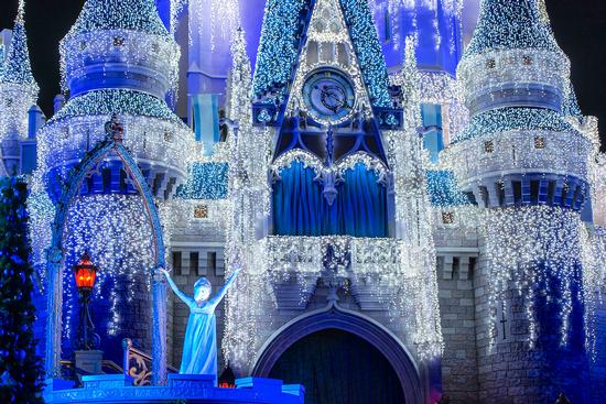 Elsa and the Disney World castle