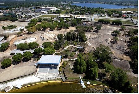 Aerial view of Legoland Florida under construction
