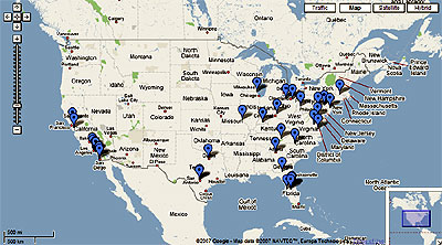 Google Map of U.S. Theme Parks
