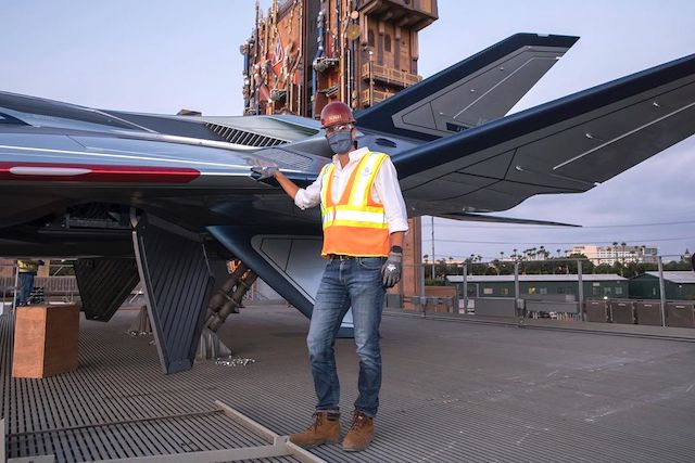 Josh D'Amaro with the Avengers Quinjet