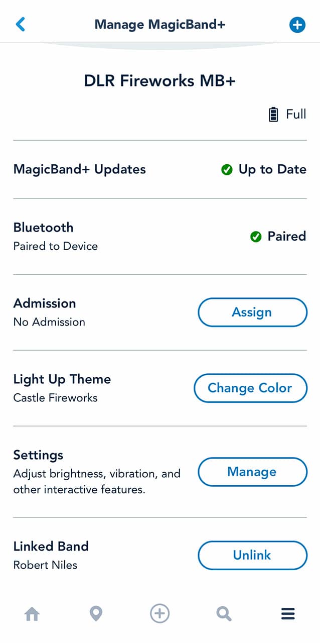 MagicBand+ on the Disneyland app