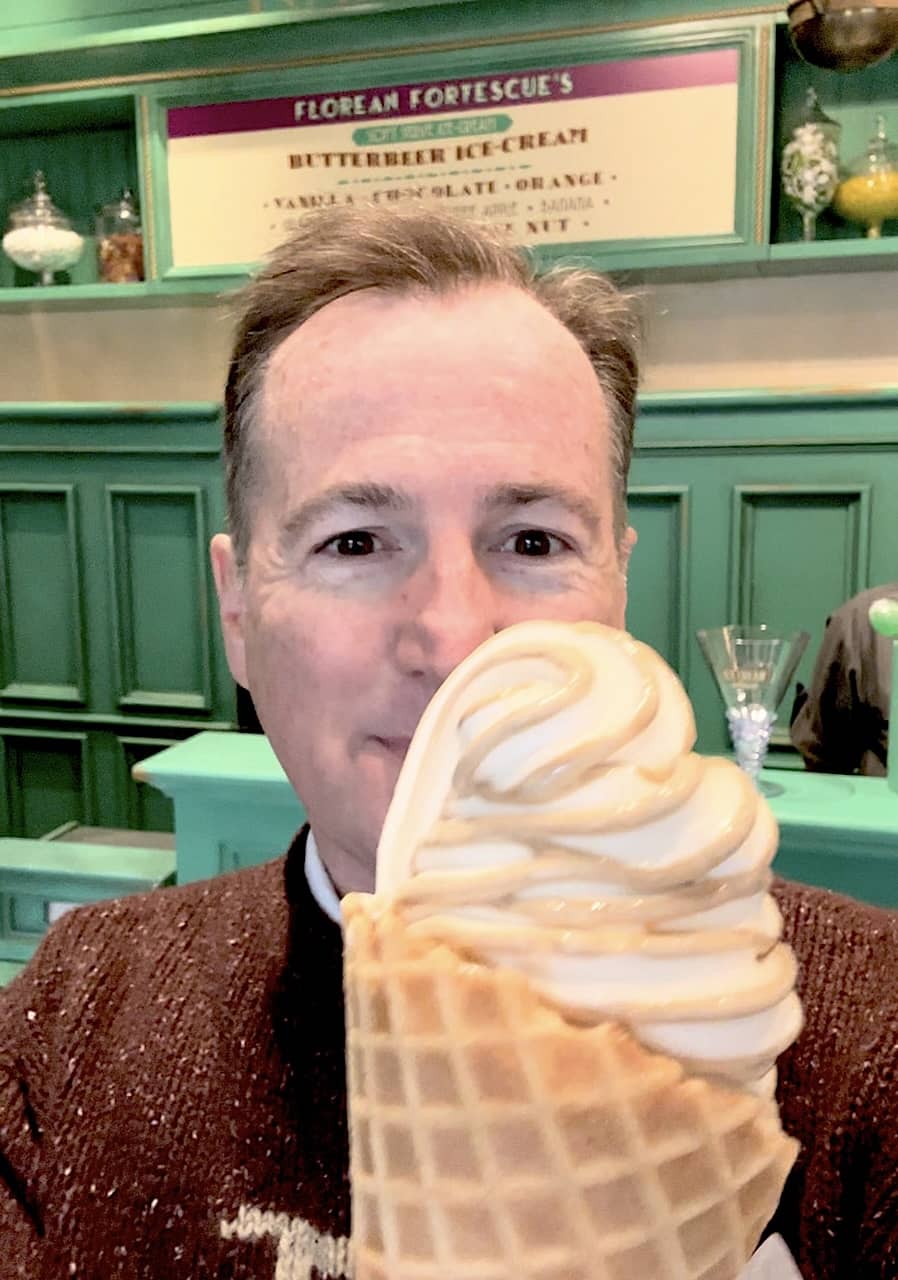 Soft-serve Butterbeer ice cream cone