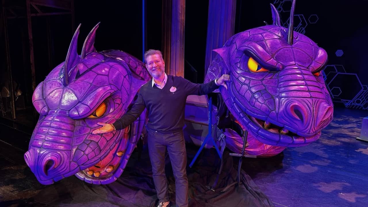 Jeff Conover with Disney's Hydra puppets
