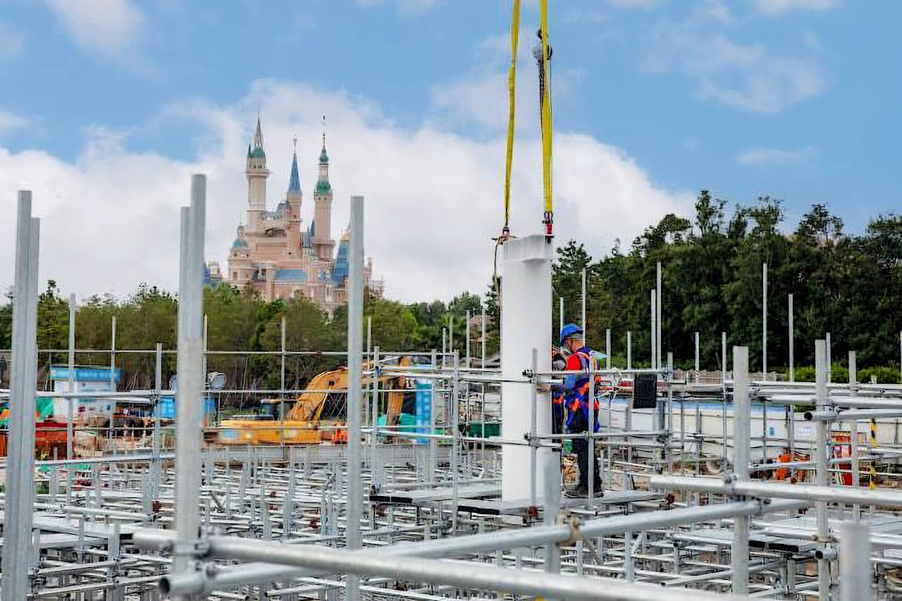 Spider-Man ride construction at Shanghai Disneyland