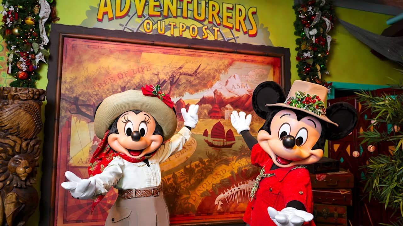 Mickey and Minnie at Disney's Animal Kingdom for the holidays